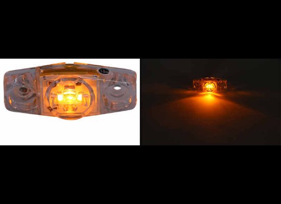 MINI AMBER LED CLEARANCE OR SIDE MARKER LIGHT, 3 DIODE, CLEAR LENS 2-1/2"Lx1-1/8"W