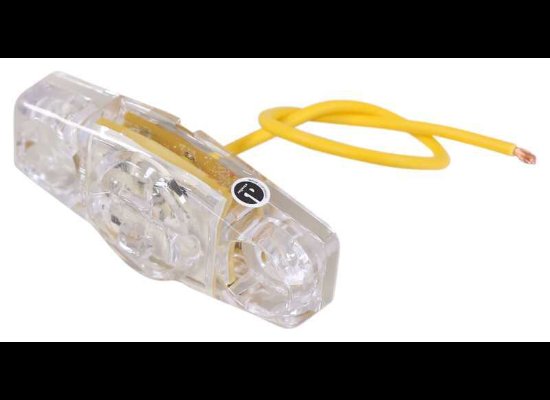 MINI AMBER LED CLEARANCE OR SIDE MARKER LIGHT, 3 DIODE, CLEAR LENS 2-1/2"Lx1-1/8"W