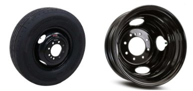 235/80R16E SPARE TIRE - BLACK DUAL, 4.77" PILOT DIAMETER - 8 LUG, 8X6.5, 8 ON 6.5 - LRE - GRANDFORCE