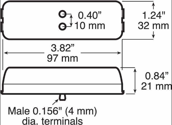 LED TRAILER FENDER LIGHT - 2 DIODES, AMBER AND RED LENS, CLEARANCE / MARKER 3-7/8" X 1-1/4"