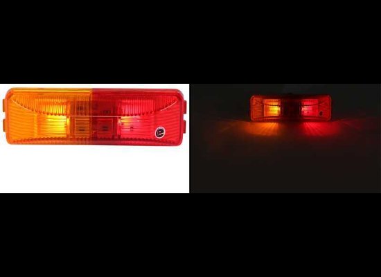 LED TRAILER FENDER LIGHT - 2 DIODES, AMBER AND RED LENS, CLEARANCE / MARKER 3-7/8" X 1-1/4"