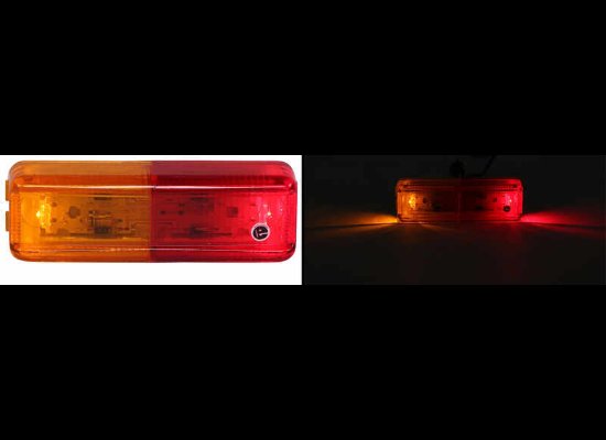 LED TRAILER FENDER LIGHT - 2 DIODES, AMBER AND RED LENS, CLEARANCE / MARKER 4" X 1"