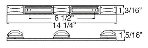 IDENTIFICATION ID CLEARANCE LIGHT BAR FOR TRAILERS OVER 80" WIDE, SUBMERSIBLE, RED, 9 LEDS