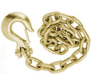 37.5" LONG SAFETY CHAIN WITH 7/16" LINKS, CLEVIS HOOK WITH LATCH, G70, 35K CAPACITY