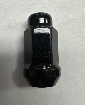 1/2"-20 60* BLACK LUG WHEEL NUT CLOSED END, ACORN WHEEL NUT 1.70" TALL