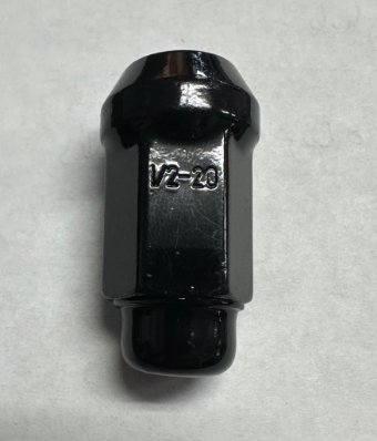 1/2"-20 60* BLACK LUG WHEEL NUT CLOSED END, ACORN WHEEL NUT 1.70" TALL