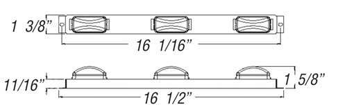 RED LED 9 DIODE IDENTIFICATION ID CLEARANCE LIGHT BAR, TRAILERS OVER 80" WIDE, SUBMERSIBLE