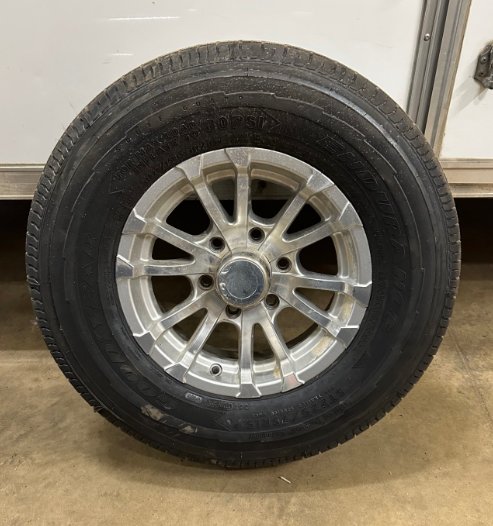 225/75R15 NOVAE ALUMINUM SPARE TIRE & WHEEL - SILVER 12 SPOKE AVALANCHE, 6 LUG, 6X5.5 - LRE
