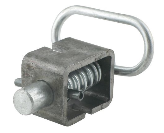 REDLINE WELD-ON ZINC SPRING LATCH, WELD ON, 2" BASE, 5/8" PIN DIAMETER, 4" LONG PIN