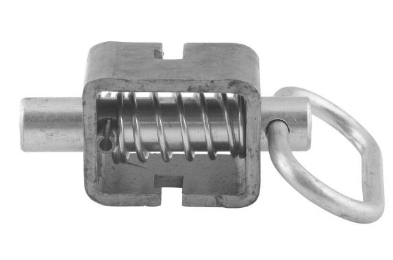REDLINE WELD-ON ZINC SPRING LATCH, WELD ON, 2" BASE, 5/8" PIN DIAMETER, 4" LONG PIN