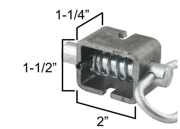 REDLINE WELD-ON ZINC SPRING LATCH, WELD ON, 2" BASE, 5/8" PIN DIAMETER, 4" LONG PIN