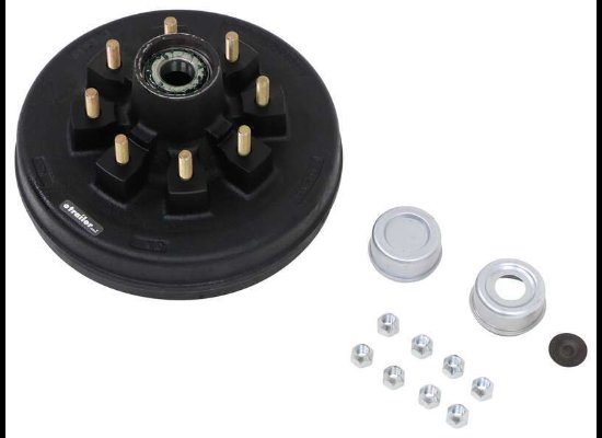 HUB AND BRAKE DRUM 12" 8 LUG 8X6.5 5.2K - 7K AXLE 1/2" LUG STUDS