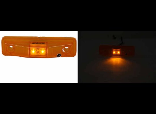 4-1/16" X 1-1/16" RECTANGLE AMBER MARKER LIGHT, 2 WIRE, 2 DIODE LED
