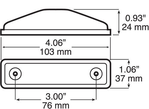 4-1/16" X 1-1/16" RECTANGLE AMBER MARKER LIGHT, 2 WIRE, 2 DIODE LED