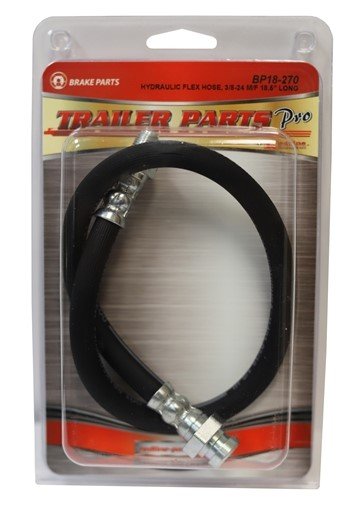 HYDRAULIC BRAKE LINE / RUBBER FLEX HOSE 11/32" ID X 3/8" OD , 3/8"-24 M/F FITTING, 18-1/2" LONG