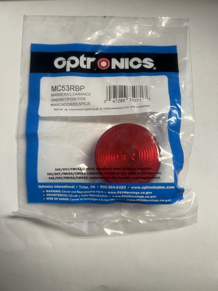 2" ROUND INCANDESCENT RED CLEARANCE MARKER LIGHT - PACKAGED