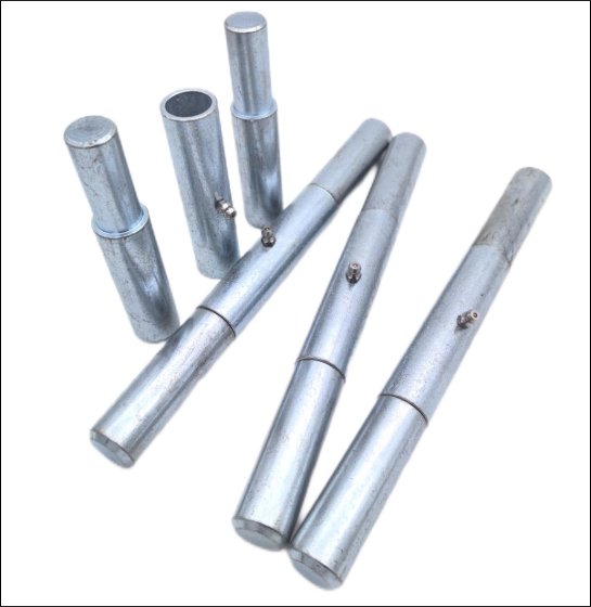 ALUMINUM ROLLER RAMP DOOR HINGE PIN, WELD ON, 10"X3/4" WITH ZERK