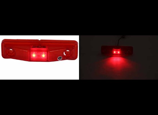 4-1/16" X 1-1/16" RECTANGLE RED MARKER LIGHT, 2 WIRE, 2 DIODE LED