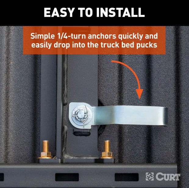 CURT PUCK SYSTEM 5TH WHEEL ADAPTER WITH RAILS, FOR SELECT CHEVY, FORD, GMC - 25K