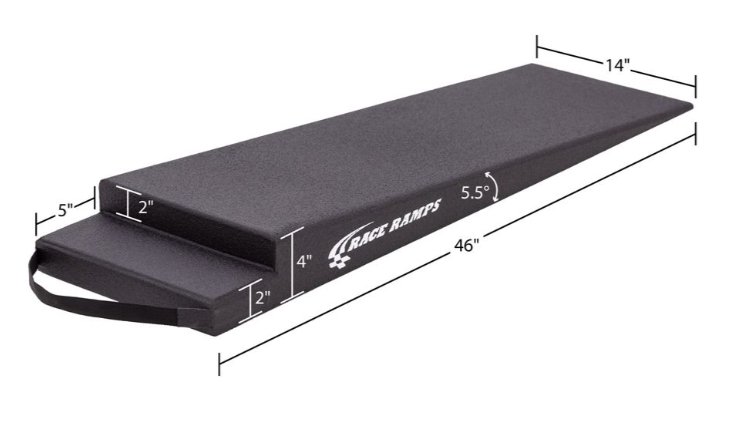 RACE RAMP - 4" H TRAILER RAMP, 5.5 DEGREE APPROACH ANGLE, NOTCH RAMP, 46"x14"x4"-2"
