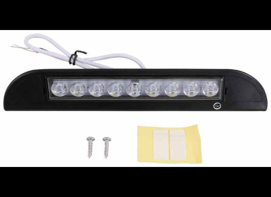 OPTI-BRITE LED STRIP LIGHT, WHITE - BLACK WEDGE BASE, 9"X1-5/8"X3/4"
