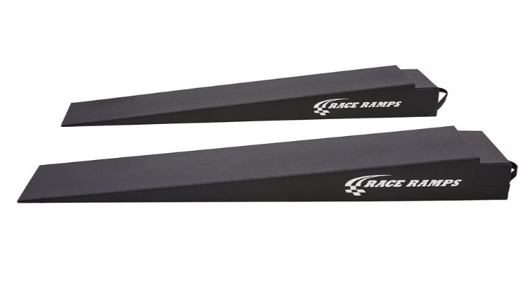 RACE RAMP - 7" H TRAILER RAMP, 5.5 DEGREE APPROACH ANGLE, NOTCH RAMP, 74"x14"x7"-6"