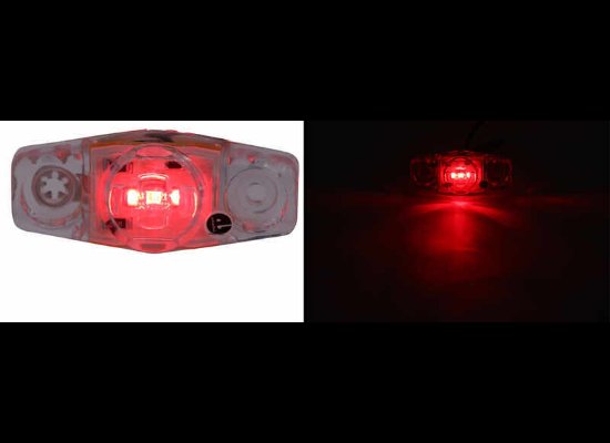 MINI RED LED CLEARANCE OR SIDE MARKER LIGHT, 3 DIODE, CLEAR LENS 2-1/2"Lx1-1/8"W