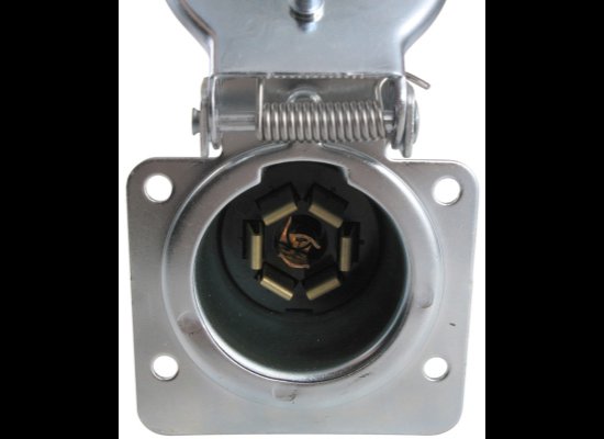 POLLAK METAL 7-WAY RV-STYLE TRAILER CONNECTOR SOCKET - VEHICLE END