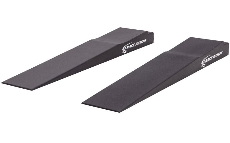 RACE RAMP - 7" H TRAILER RAMP, 5.5 DEGREE APPROACH ANGLE, WITH FLAP CUT OUT, 74"x14"x6-1/4"-4-3/4"