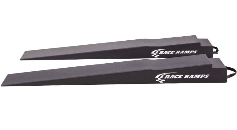 RACE RAMP - 7" H TRAILER RAMP, 5.5 DEGREE APPROACH ANGLE, WITH FLAP CUT OUT, 74"x14"x6-1/4"-4-3/4"