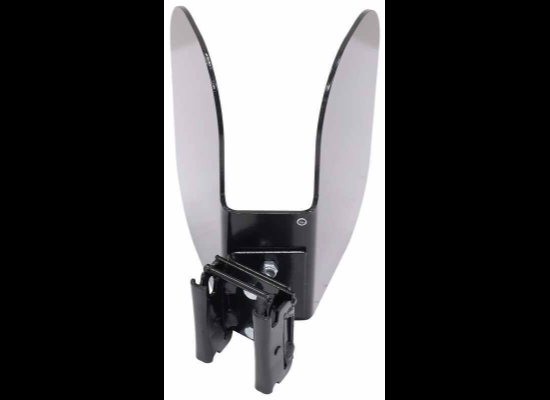 BROPHY ANGLED MOTORCYCLE WHEEL CHOCK FOR E-TRACK OR CROSS TRACK, BLACK STEEL