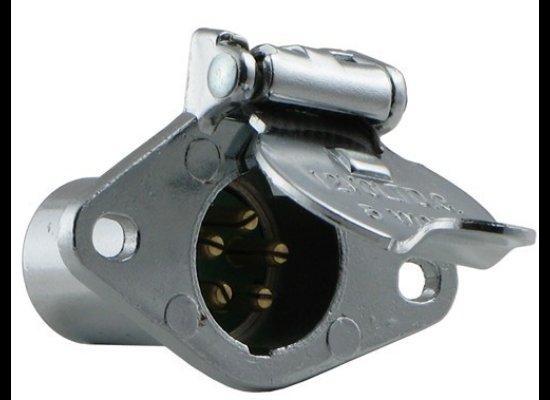 POLLAK METAL 5-WAY ROUND, CHROME, TRAILER CONNECTOR SOCKET - VEHICLE END