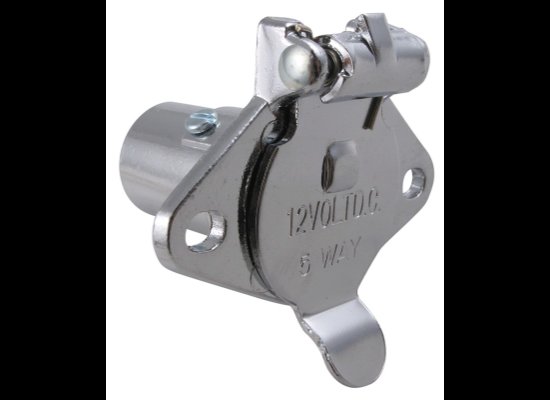 POLLAK METAL 5-WAY ROUND, CHROME, TRAILER CONNECTOR SOCKET - VEHICLE END