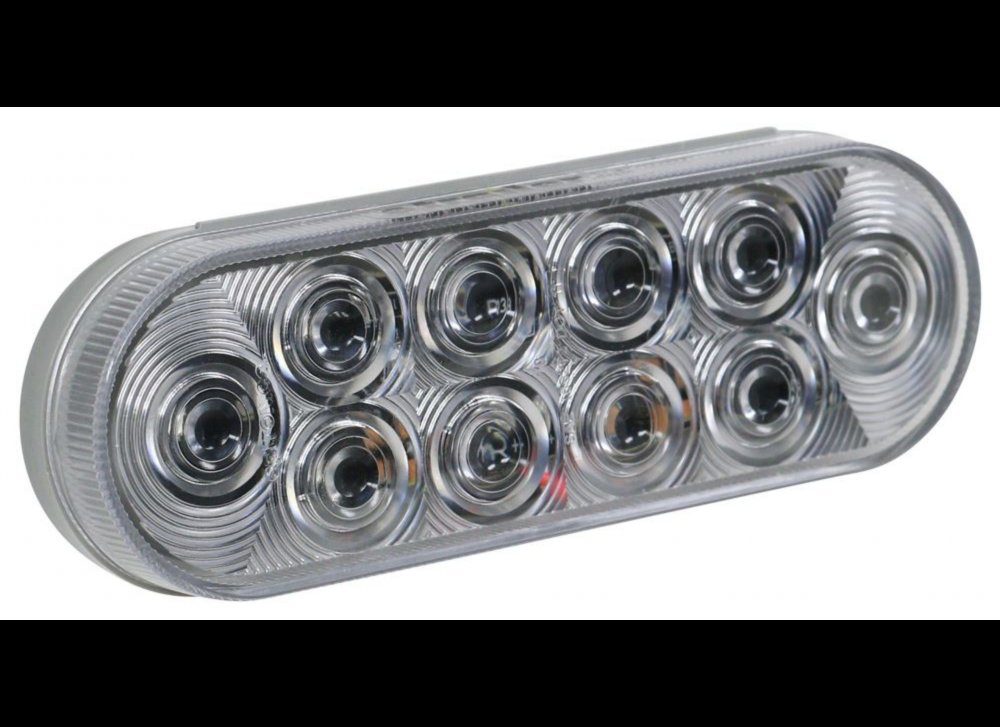 6-7/16" X 2-5/16" OVAL LED TRAILER TAIL LIGHT, STOP, TURN, 10 DIODE, CLEAR LENS, RED DIODES