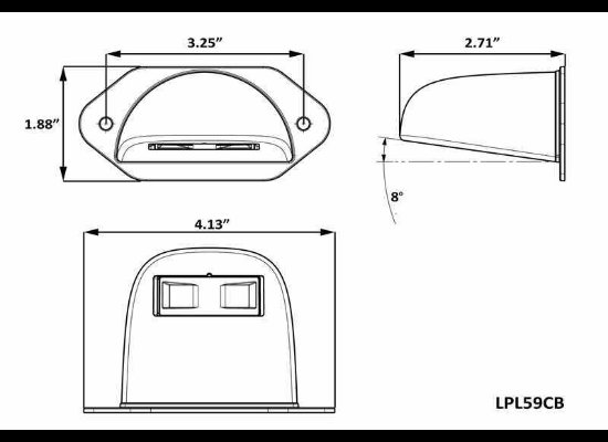 LED LICENSE PLATE LIGHT, SUBMERSIBLE, 1 DIODE, CHROME HOUSING, CLEAR LENS, 2 WIRE, 4-1/8"L X 2-3/4"W