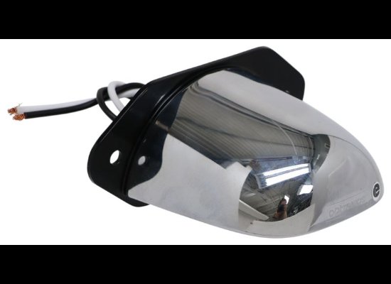 LED LICENSE PLATE LIGHT, SUBMERSIBLE, 1 DIODE, CHROME HOUSING, CLEAR LENS, 2 WIRE, 4-1/8"L X 2-3/4"W