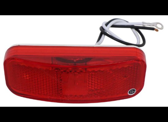 LED TRAILER CLEARANCE OR SIDE MARKER LIGHT W/REFLEX REFLECTOR - 6 DIODE , RED LENS , WHITE BASE