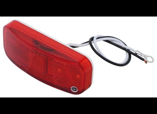 LED TRAILER CLEARANCE OR SIDE MARKER LIGHT W/REFLEX REFLECTOR - 6 DIODE , RED LENS , WHITE BASE