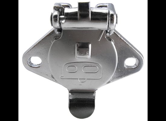 POLLAK METAL 4-WAY ROUND, CHROME, TRAILER CONNECTOR SOCKET - VEHICLE END