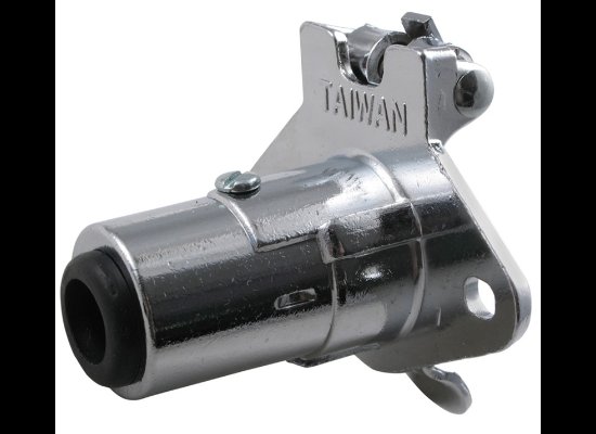 POLLAK METAL 4-WAY ROUND, CHROME, TRAILER CONNECTOR SOCKET - VEHICLE END