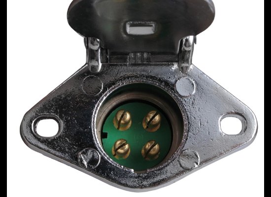 POLLAK METAL 4-WAY ROUND, CHROME, TRAILER CONNECTOR SOCKET - VEHICLE END