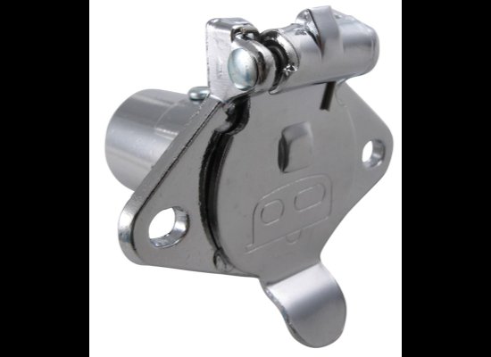 POLLAK METAL 4-WAY ROUND, CHROME, TRAILER CONNECTOR SOCKET - VEHICLE END