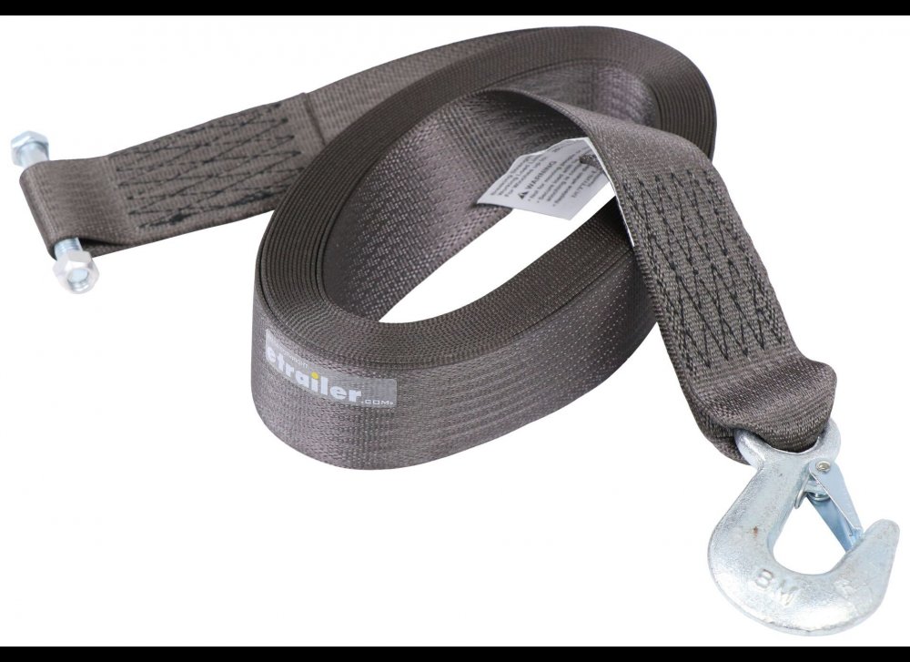 REPLACEMENT HAND WINCH STRAP W/ SAFETY HOOK, 2" W X 25' L , 2,600lbs WLL , GRAY