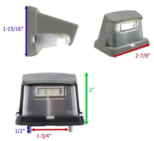 LED LICENSE PLATE LIGHT, SUBMERSIBLE, 3 DIODE, BLACK HOUSING, CLEAR LENS, 2 WIRE, 2-3/4"L X 1-7/8"W