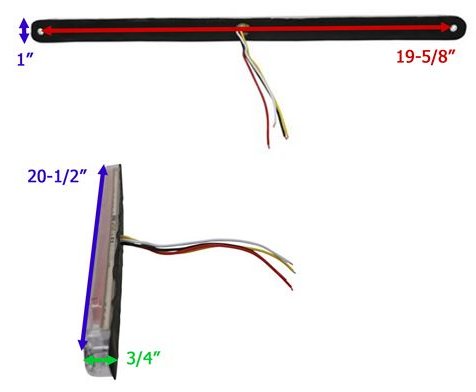 OPTRONICS LED TAIL LIGHT, STOP, TURN, REVERSE, 19 DIODE, CLEAR LENS, 20-1/2"X1" OVAL