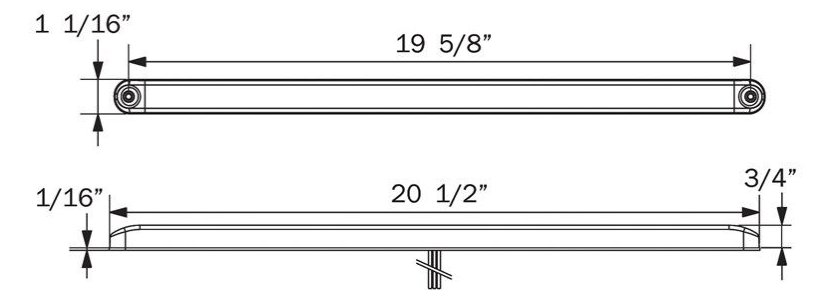 OPTRONICS LED TAIL LIGHT, STOP, TURN, 15 DIODE, CLEAR LENS, 20-1/2"X1" OVAL - 3 WIRE