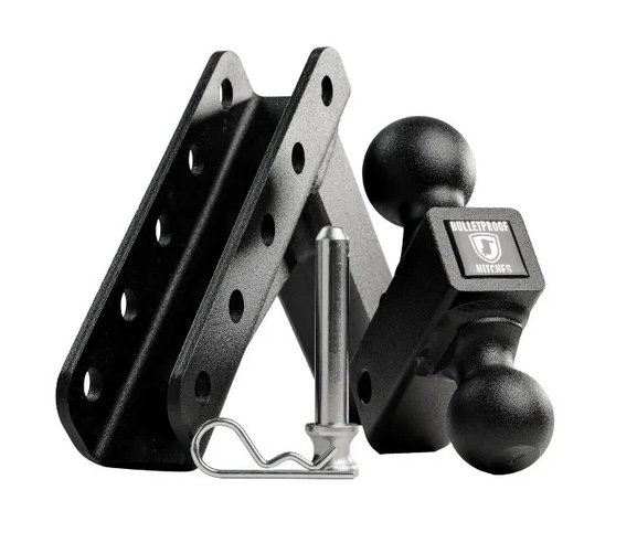 BULLETPROOF HITCHES 2-BALL MOUNT FOR 2" HITCH, 2" & 2-5/16" BALL, 6" DROP, 6" RISE, BLACK, - 10K