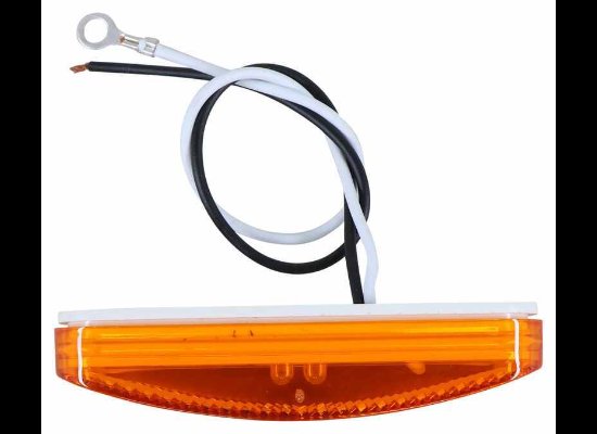 LED TRAILER CLEARANCE OR SIDE MARKER LIGHT W/REFLEX REFLECTOR - 6 DIODE , AMBER LENS , WHITE BASE