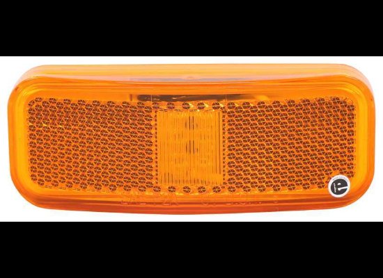 LED TRAILER CLEARANCE OR SIDE MARKER LIGHT W/REFLEX REFLECTOR - 6 DIODE , AMBER LENS , WHITE BASE