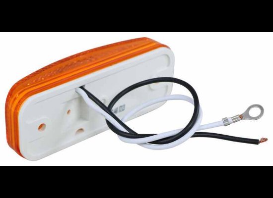 LED TRAILER CLEARANCE OR SIDE MARKER LIGHT W/REFLEX REFLECTOR - 6 DIODE , AMBER LENS , WHITE BASE